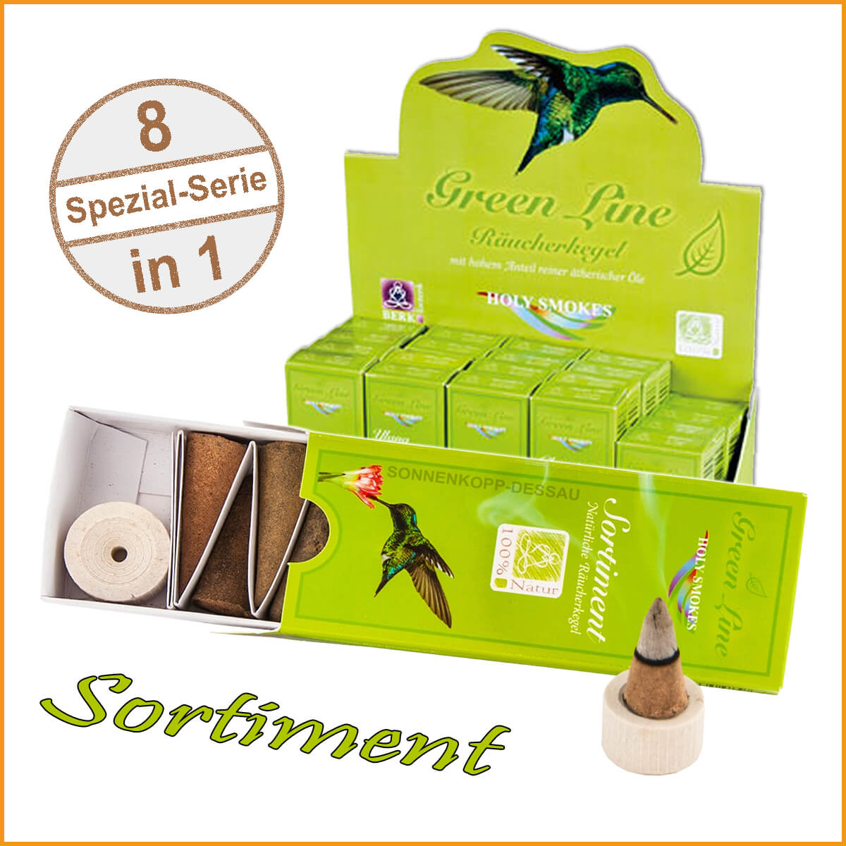Räucherkegel SORTIMENT - Green Line Serie - ALLE Sorten vereint