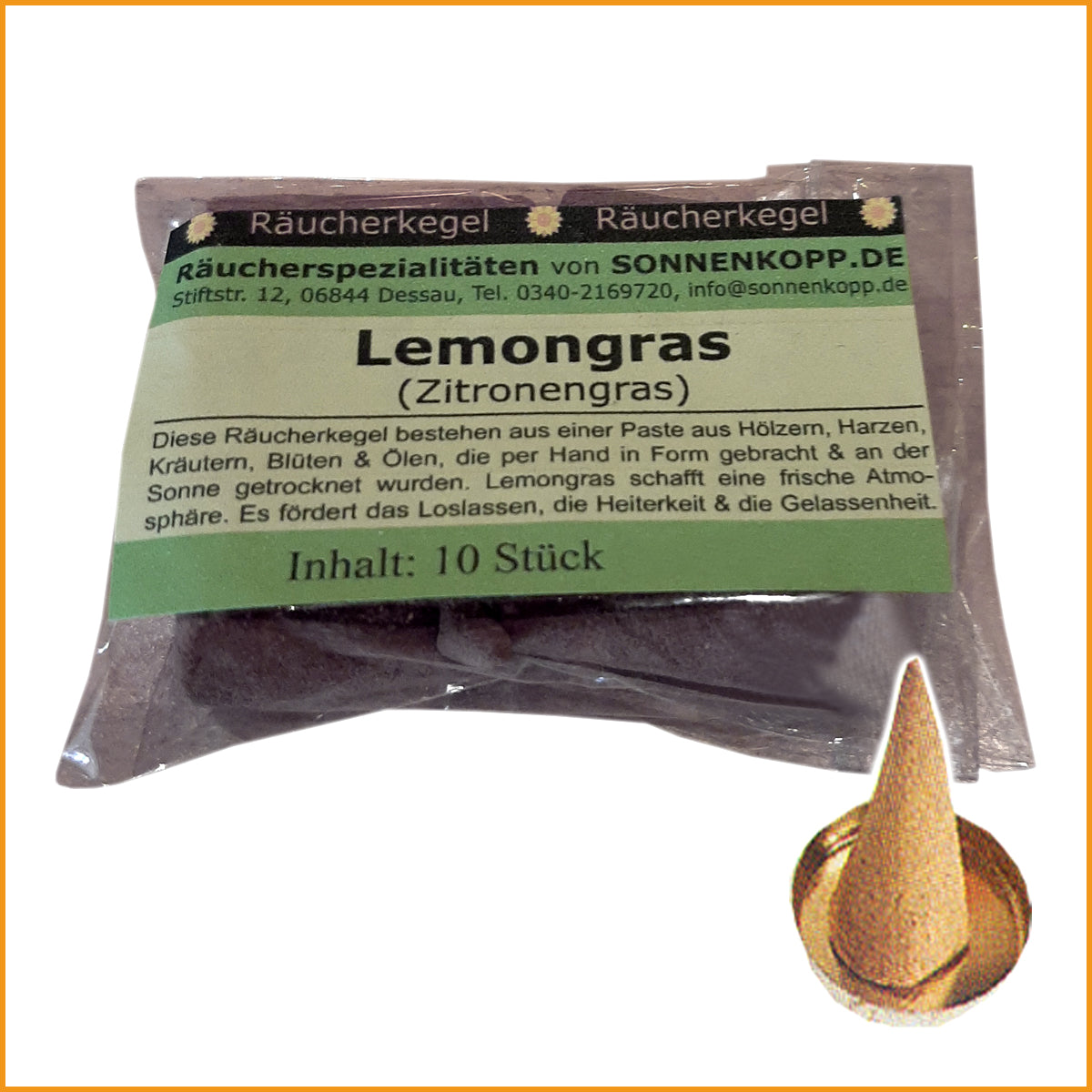 Räucherkegel LEMONGRASS | Räucherkerzen ZITRONENGRAS