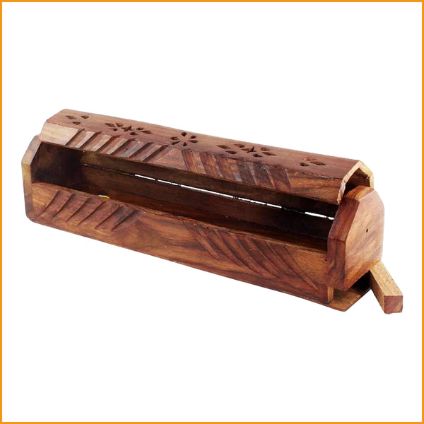 Räucherbox mit Geheimfach - Räucherstäbchenhalter Holz - 25 cm