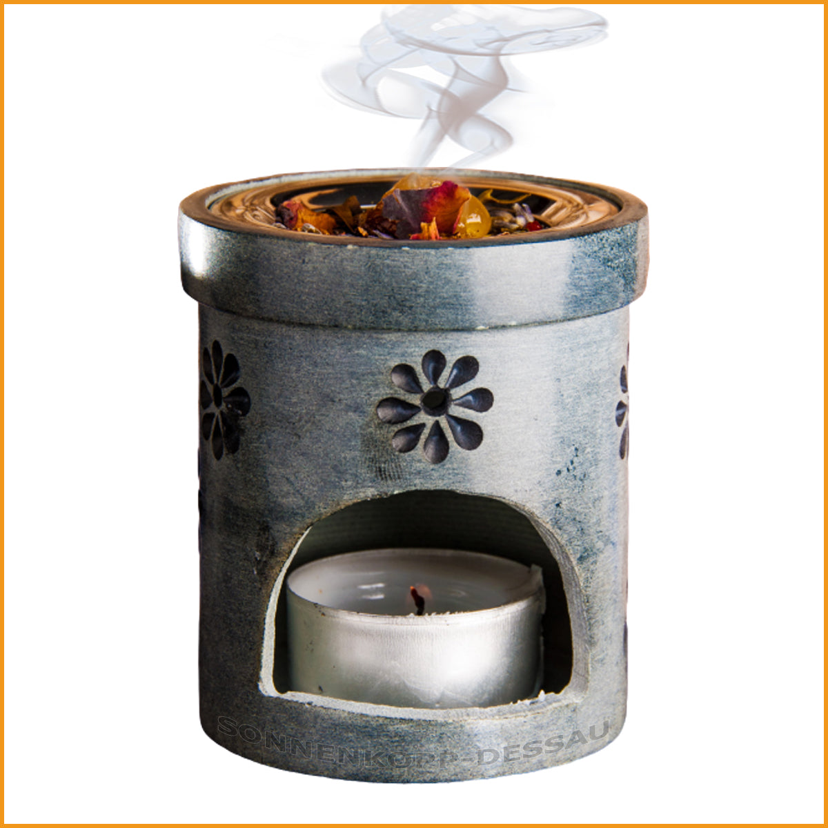 Räuchergefäß - SIEBGEFÄSS - Speckstein - Räucherstövchen - Blümchen