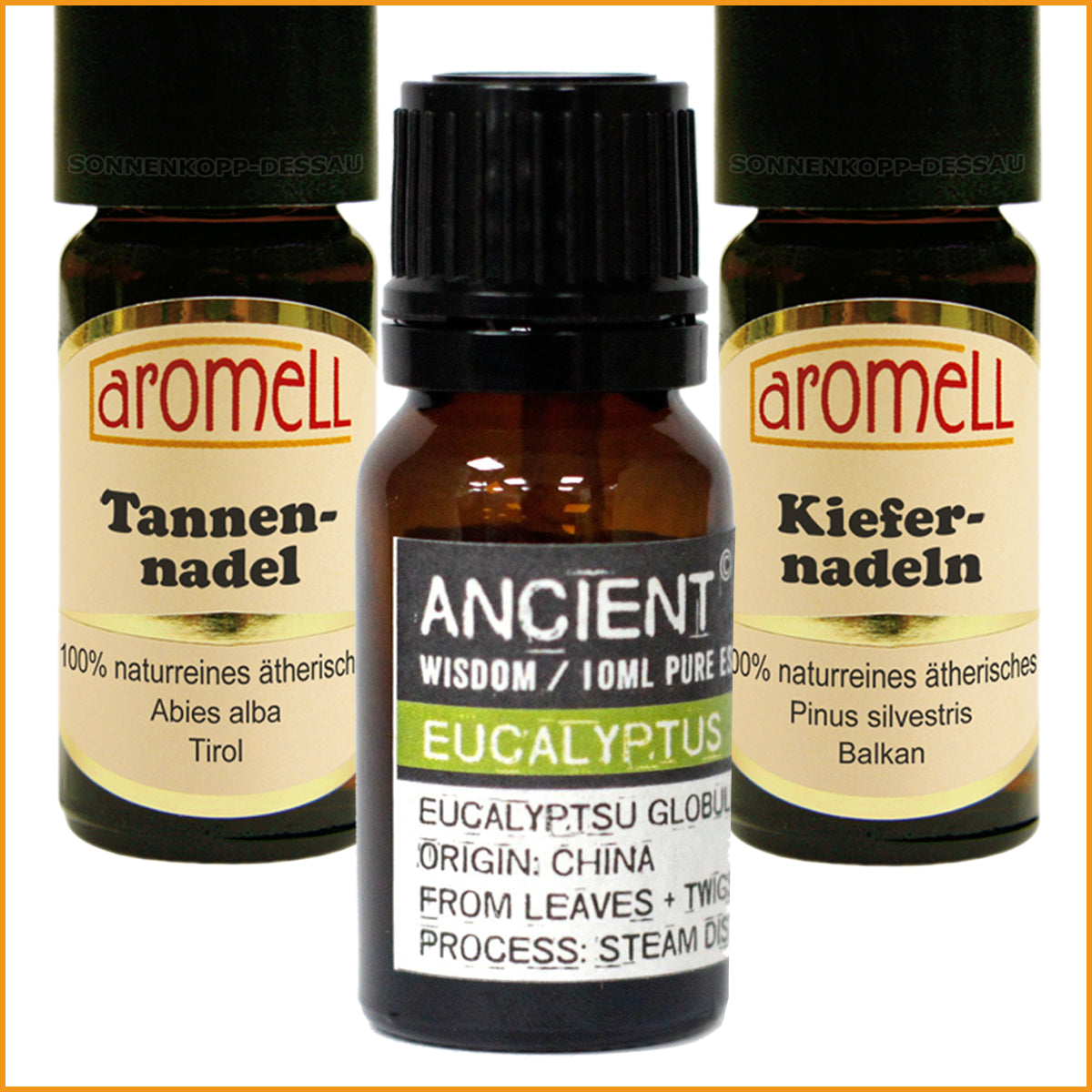 Saunaöl 3er SET aus ätherischen Ölen - Tannennadel + Eukalyptus + Kiefernnadel