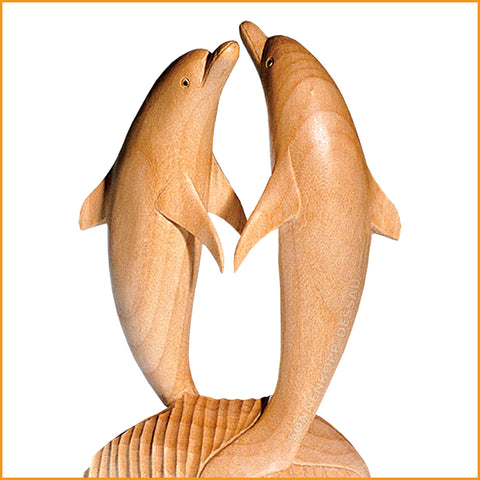 DELFIN PAAR - Figur aus Holz - Delphin Skulptur - 15cm