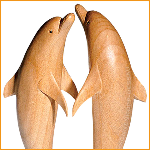 DELFIN PAAR aus HOLZ - Symbolik Partnerschaft - 25cm - Delphin Paar