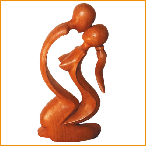HOLZ SKULPTUR - Der Kuss - Feng Shui Figur - 30 cm - Deko Skulptur