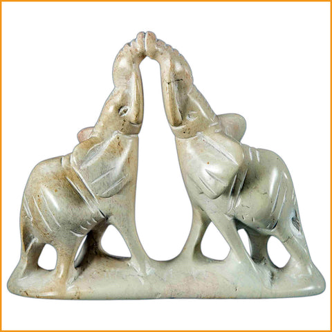 Küssende ELEFANTEN Speckstein - Handarbeit - Elefant Figur Skulptur