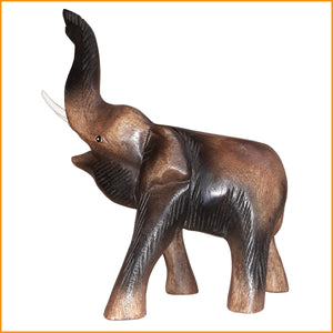 ELEFANT Holz Rüssel oben | Elefanten Figur Skulptur geschnitzt - 25 cm