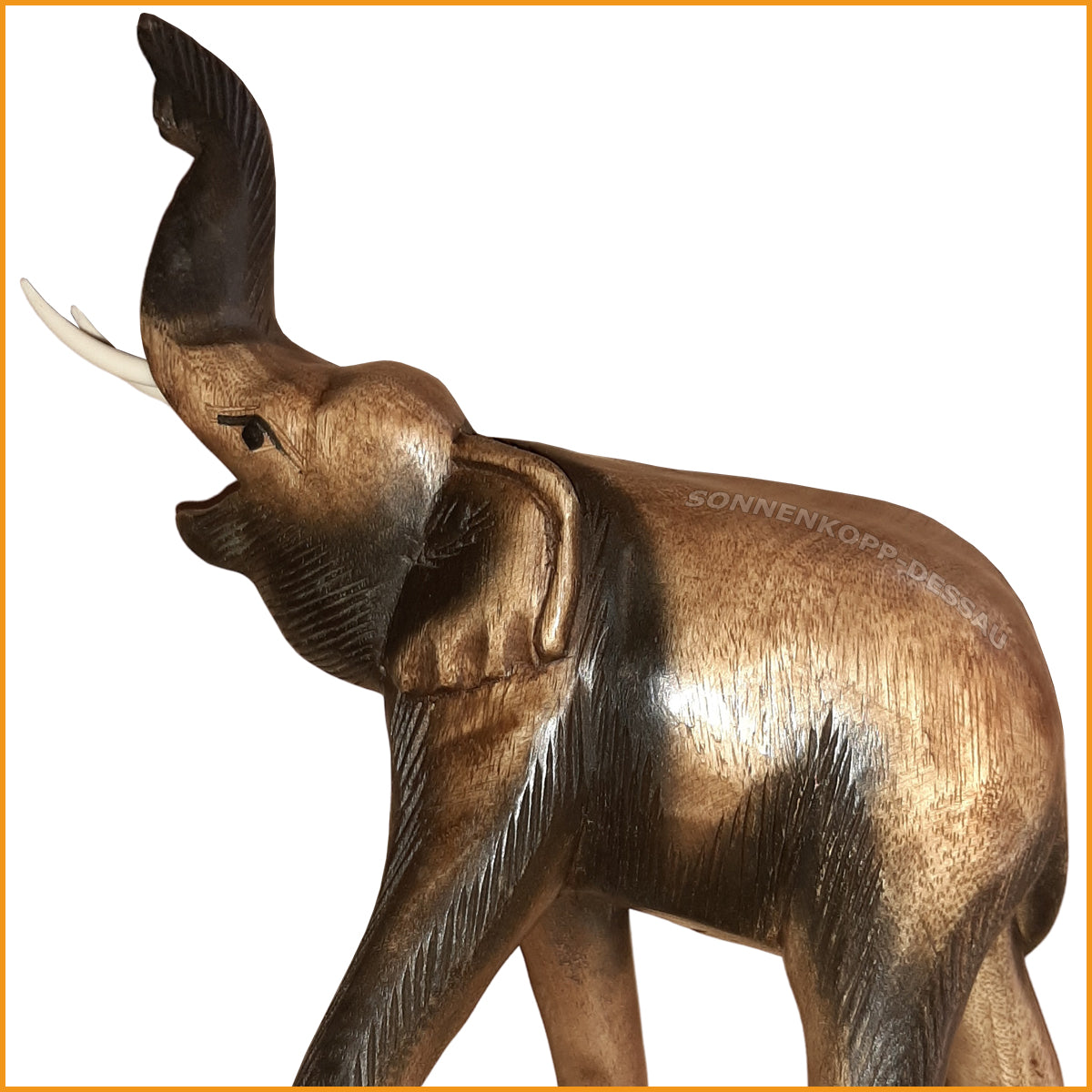 Holz ELEFANT Skulptur geschnitzt - groß - Figur - 33 cm
