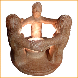 3er FREUNDESKREIS - Skulptur Ton Figur - Teelichthalter - Frauenkreis