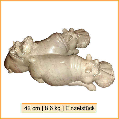 Große HIPPO Skulptur - Speckstein Figur NILPFERD - EINZELSTÜCK - 8,6kg