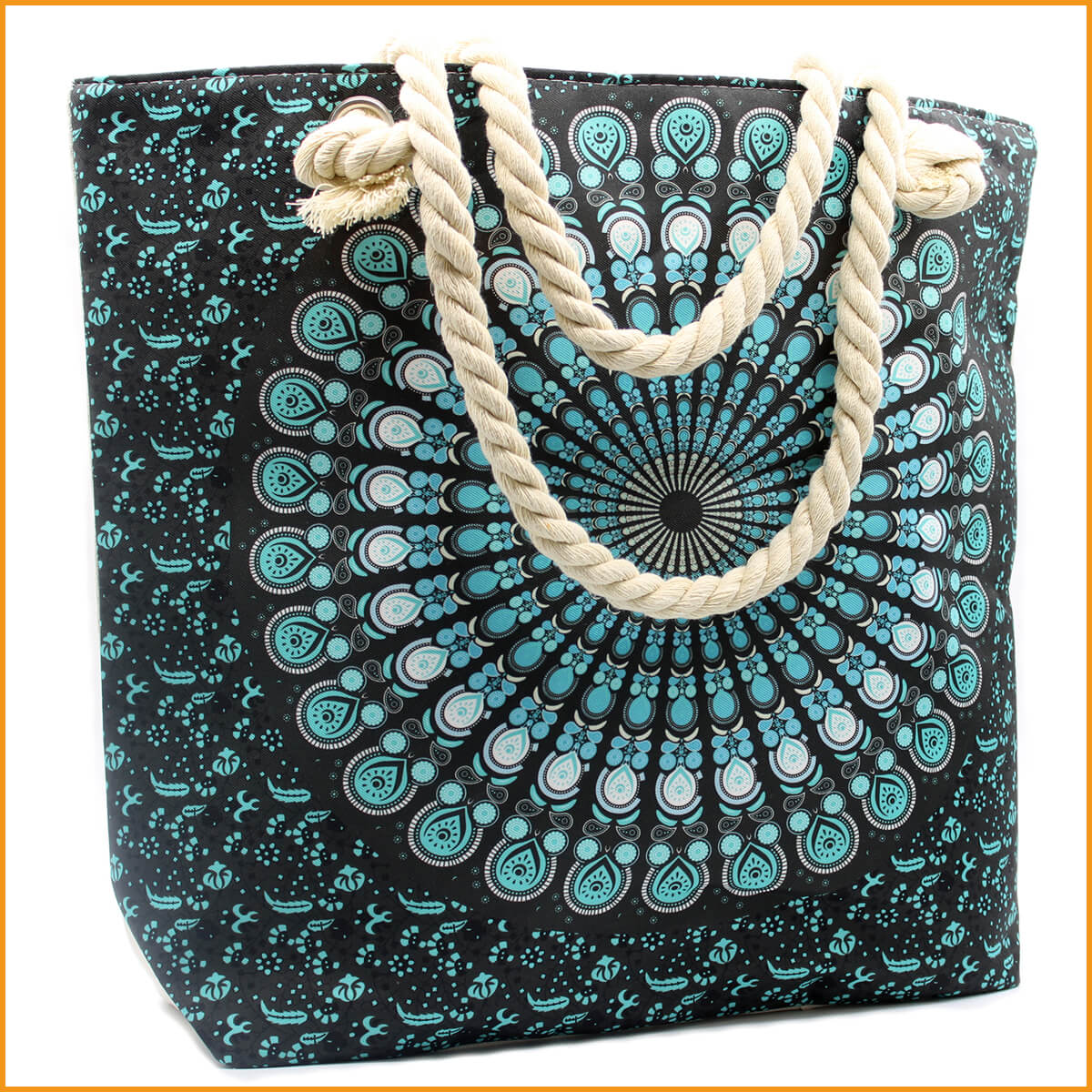 Umhängetasche MANDALA mit dicken Seilträgern - BLAU - Schultertasche