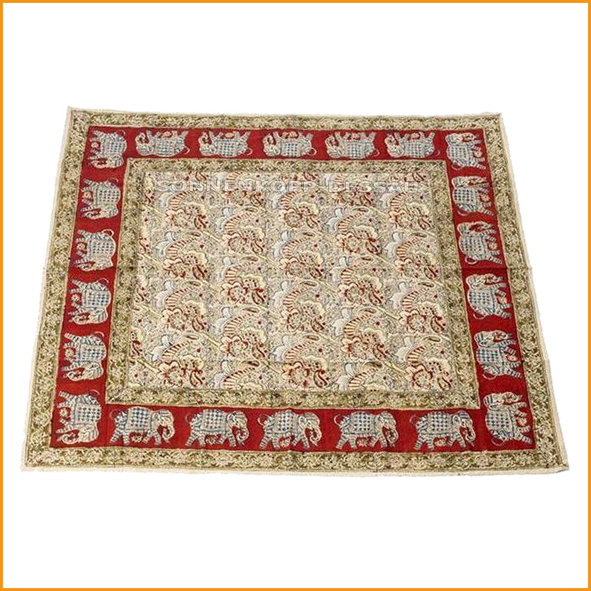 Tischdecke 110 x 110 cm | Kalamkari Decke Tisch | Wandbehang Handarbeit