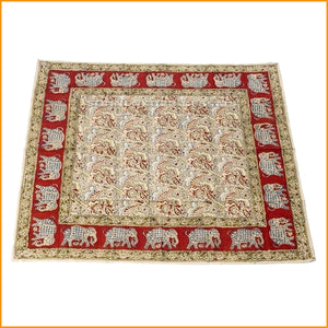 Tischdecke 110 x 110 cm | Kalamkari Decke Tisch | Wandbehang Handarbeit