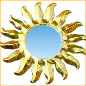 Wandspiegel Feng Shui - STRAHLENDE SONNE GOLD Spiegel 40 cm