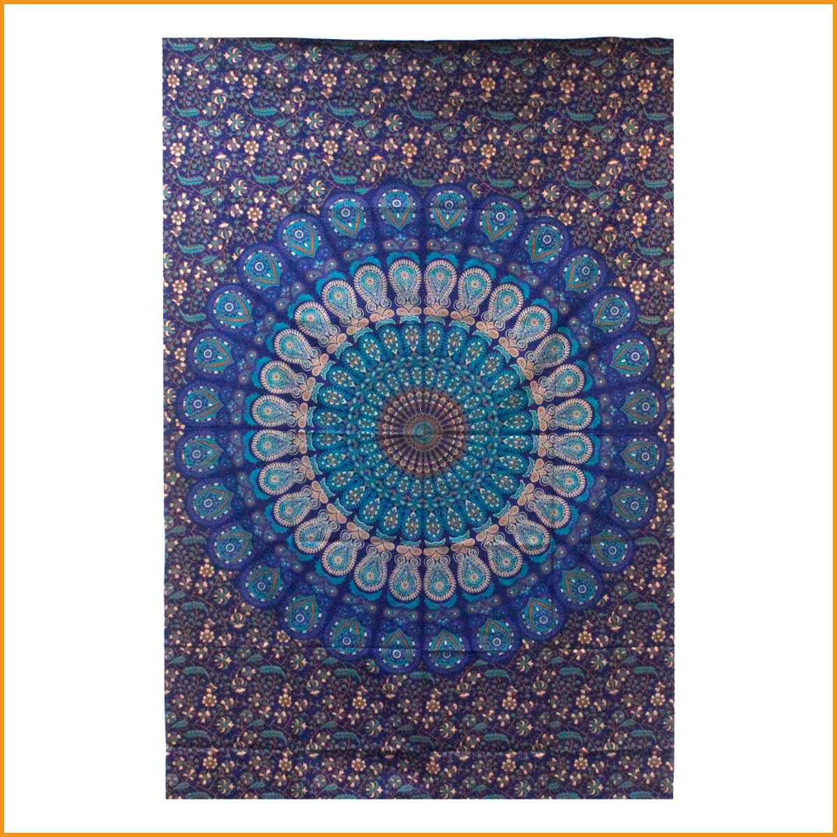 WANDBEHANG aus Baumwolle - MANDALA - Bettcover Sofaüberwurf - BLAU