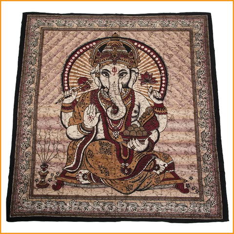 WANDBEHANG Ganesha BETTCOVER - groß - 235 x 200 cm - Baumwolle - braun