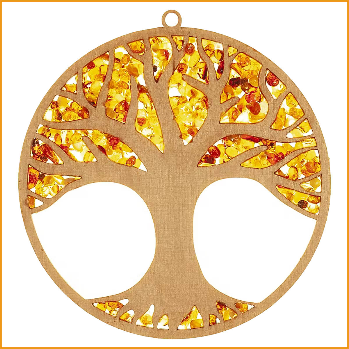 LEBENSBAUM Wandbild Sonnenfänger Wanddekoration Holz Bernstein 12 cm