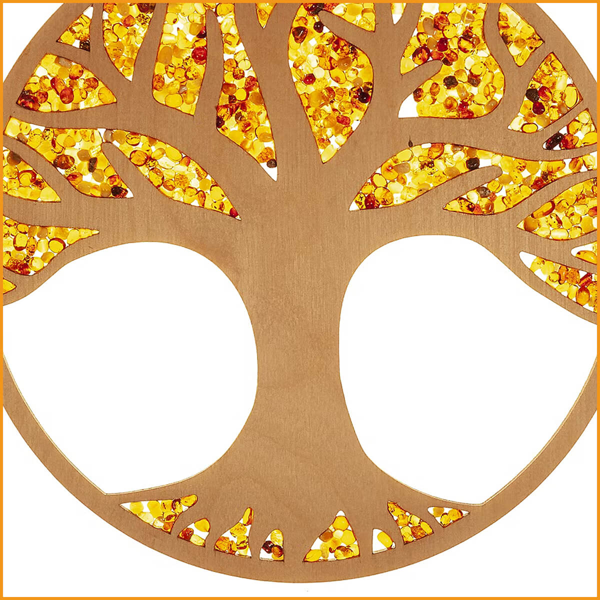 LEBENSBAUM Wandbild Sonnenfänger Suncatcher Birkenholz Bernstein 20 cm