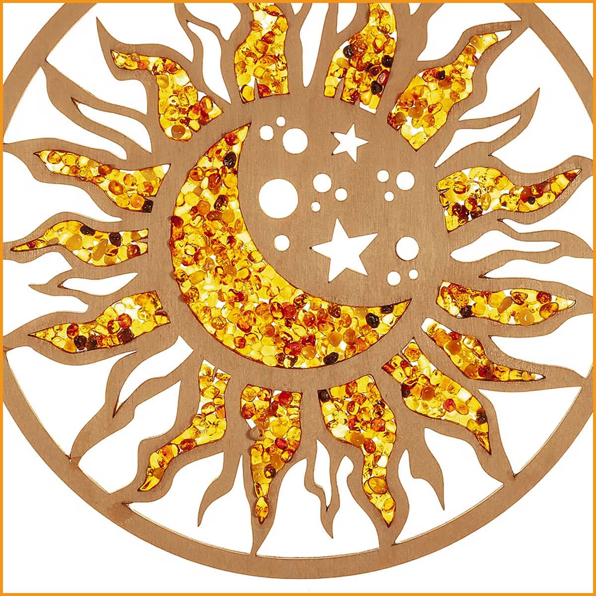 SONNE & MOND Wandbild Sonnenfänger Suncatcher Holz Bernstein - 20 cm