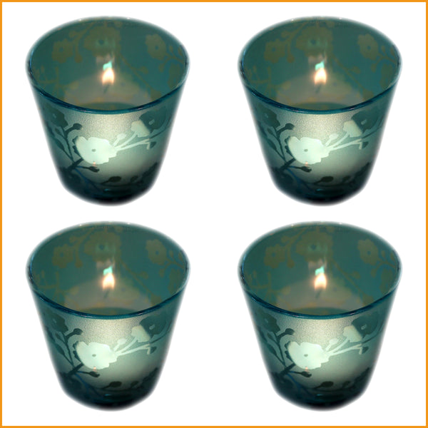 WINDLICHT Glas - blau - 4er SET (2,99 € pro Stück)