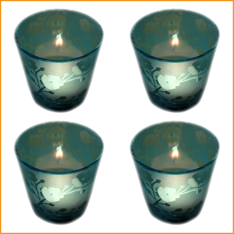 WINDLICHT Glas - blau - 4er SET (2,99 € pro Stück)