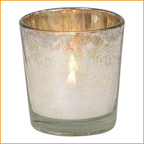 Glas WINDLICHT silber | Teelichthalter Glas silber | Gartenlicht