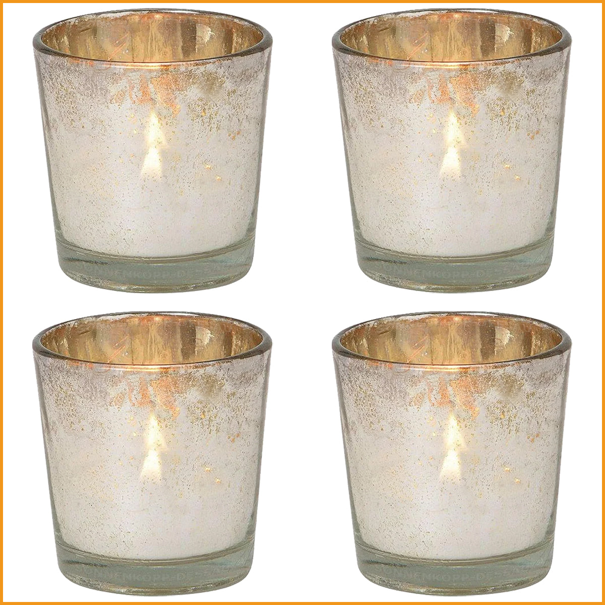 WINDLICHT Glas - silber - TEELICHTHALTER - 4er SET (über 50% sparen)