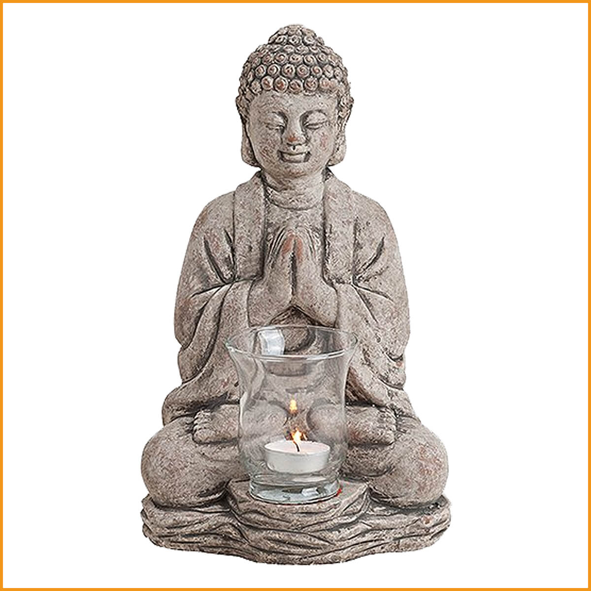 Wetterfeste BUDDHA Figur Windlicht Teelichthalter 30 cm Figur Teelicht